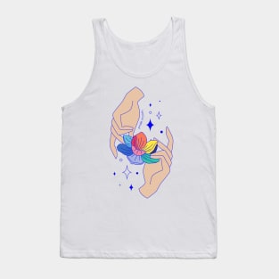 Pride month rainbow flower boho Tank Top